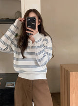#DO Multi Border Half Button Collar Knit (2color)