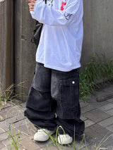 denim button cargo pants