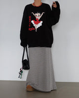 Duty Stripe Maxi Long Skirt