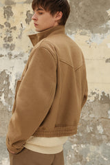 WOOL CROPPED HIGH-NECK SHORT COAT