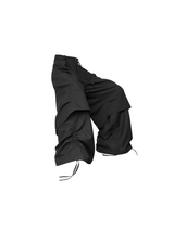 RELABEL Spatial Relationship (Cantilevered) Double-Layer Horizontal and Vertical Pleated Faux Two-Piece Loose Curved-Leg Trousers