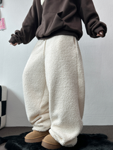 クリームテディシープファーロングパンツ🧸🤎🐑🖤3COLOR
