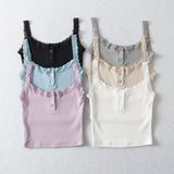 Lilac Lace Button Tank Top 231646396