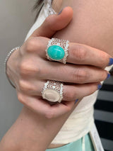 Big antique stone ring(2color)