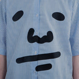 PEANUT STAIN - Peanut Face Blue Striped Boxy Shirt