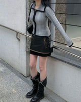Gradation knit zip up