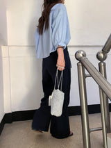 a loosefit cropped shirt, sky blue