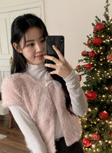 [SHOPPERMADE] スノーシフォンリボンファーカーディガン (3color)