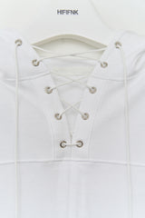 (W) Rim Eyelet Hooded Top