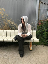 TWISTED KNIT HOOD ZIP-UP