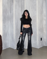 Rose dark blue low bootcut jeans