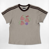 チェックストロベリーセミクロップTシャツ - 6COLOR