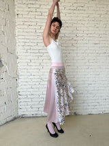 That's neat – irregular hem pink leopard-print paneled asymmetrical skirt (Pink)