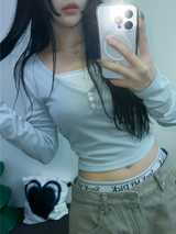 LAYERED SLIM GLAMOUR LONG SLEEVE T SHIRT 🩵🖤🩶3COLOR