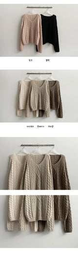 [High quality!] ツイストドアVネックシックウールニット (5 colors) 8% ウール!