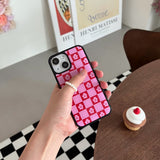 フラワーチェックパターンエポキシバンパーケース (pink)
