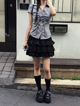 Leahn Frill Tiered Banding Mini Skirt