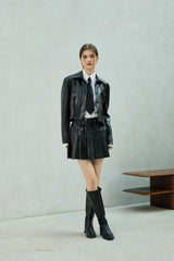 MOLLY LEATHER CROP JACKET / BLACK