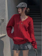 Little V-neck Cable Knit
