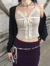 Vintage Mood Ribbon Lace Sleeveless
