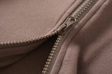 velvet line half-turtleneck zip-up slim top