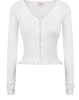 Pearl Button Frill Knit Cardi