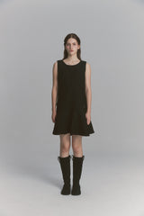 Back Ribbon Tweed Dress Black