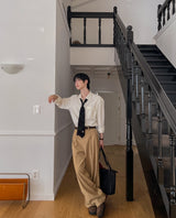 コンター ツー ピンタック ワイドスラックス