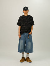RT Side Pintuck Denim Bermuda Pants 