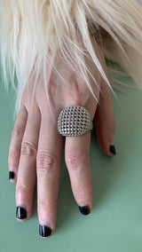Microphone square silver ring
