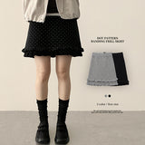 Rabby Dot 2-Layer Flared Banding Knit Skirt
