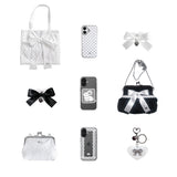 Medium black dots vintage bow frame bag (handmade bag)