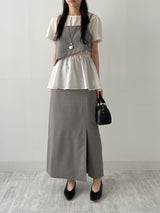 [SS] Bocashi Button Long Skirt