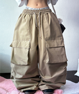 HIGH QUALITY💛ストリングフロントカーゴパラシュートリベットコットンパンツ - 4 COLORS