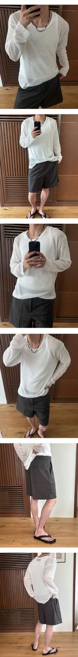 [Unisex] リネンカッティングサマーニット(4color)
