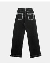 Double Side Seam Cutting Denim Pants