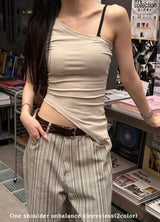 ワンショルダーアンバランススリーブレス(2color)
