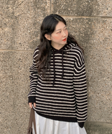 Milk Stripe Dangara Striped Hooded Knitwear