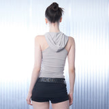 Hole Sleeveless Hoodie [Beige]
