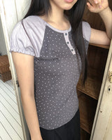 Pori star printed raglan puff short sleeve T-Shirt