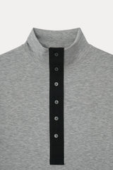 SOFT TENCEL HIGH-NECK TOP_MELANGE GRAY