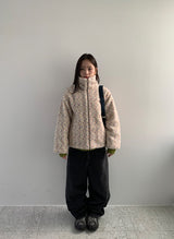 Tumbab Wool Collar Quilted Fleece Jumper