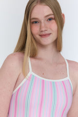 [Milky Stripes_pink candy] One Piece Swimsuit