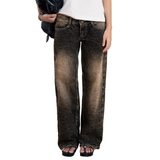 Tiberinus - Hipbone Jeans - Ultra-Low Rise Wide Straight-Leg Jeans - Rocky Black - 18 cm Rise - 25 cm Leg Opening - Low-Rise Fit