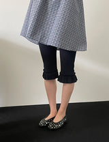 stud leather flat shoes (black)