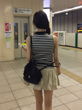 Eileen Stripe Collar Sleeveless T-shirt
