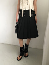 Buckle pleats midi skirt