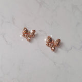 プチデイリーリボンピアス - Rosegold Color