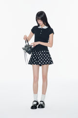 ポルカドット柄ショートプリーツスカート