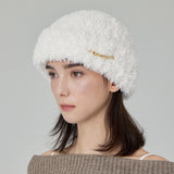 VARZAR Safety Pin Fur Beanie / Cream